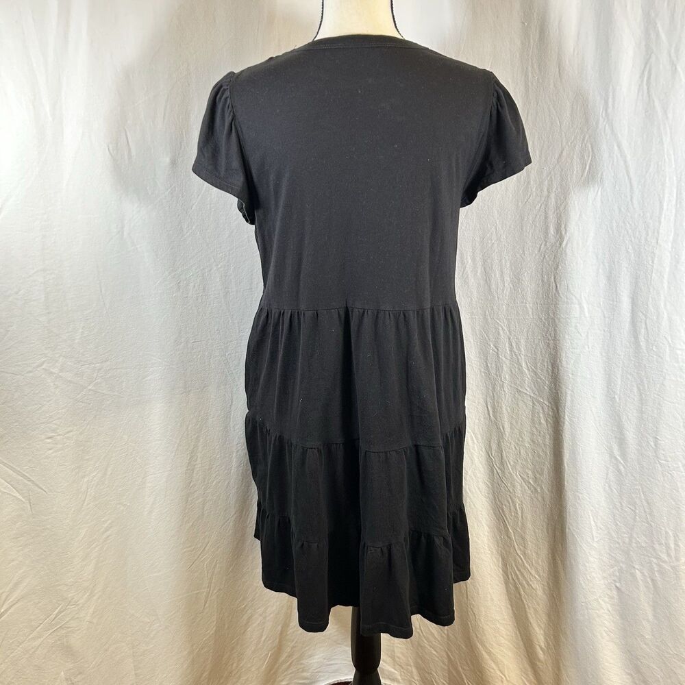 Time and Tru Dress Black Soot Tiered Cotton Casual Short Sleeve Pockets Size M - Picture 4 of 14